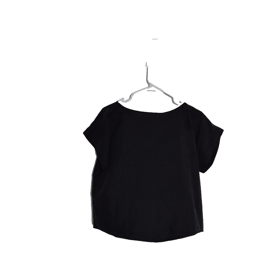 Eileen Fisher Top Womens XS Black Round Neck Boxy Short Sleeve Pullover Capsule